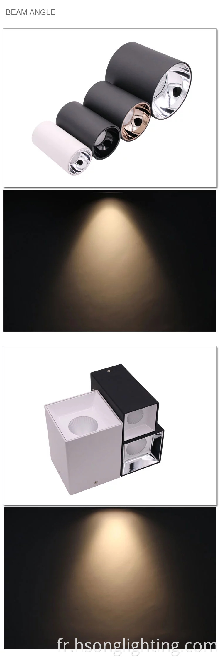 2022 Nouveau design LED COB Downlights en surface encastrée Downlight 24W pour l'éclairage intérieur